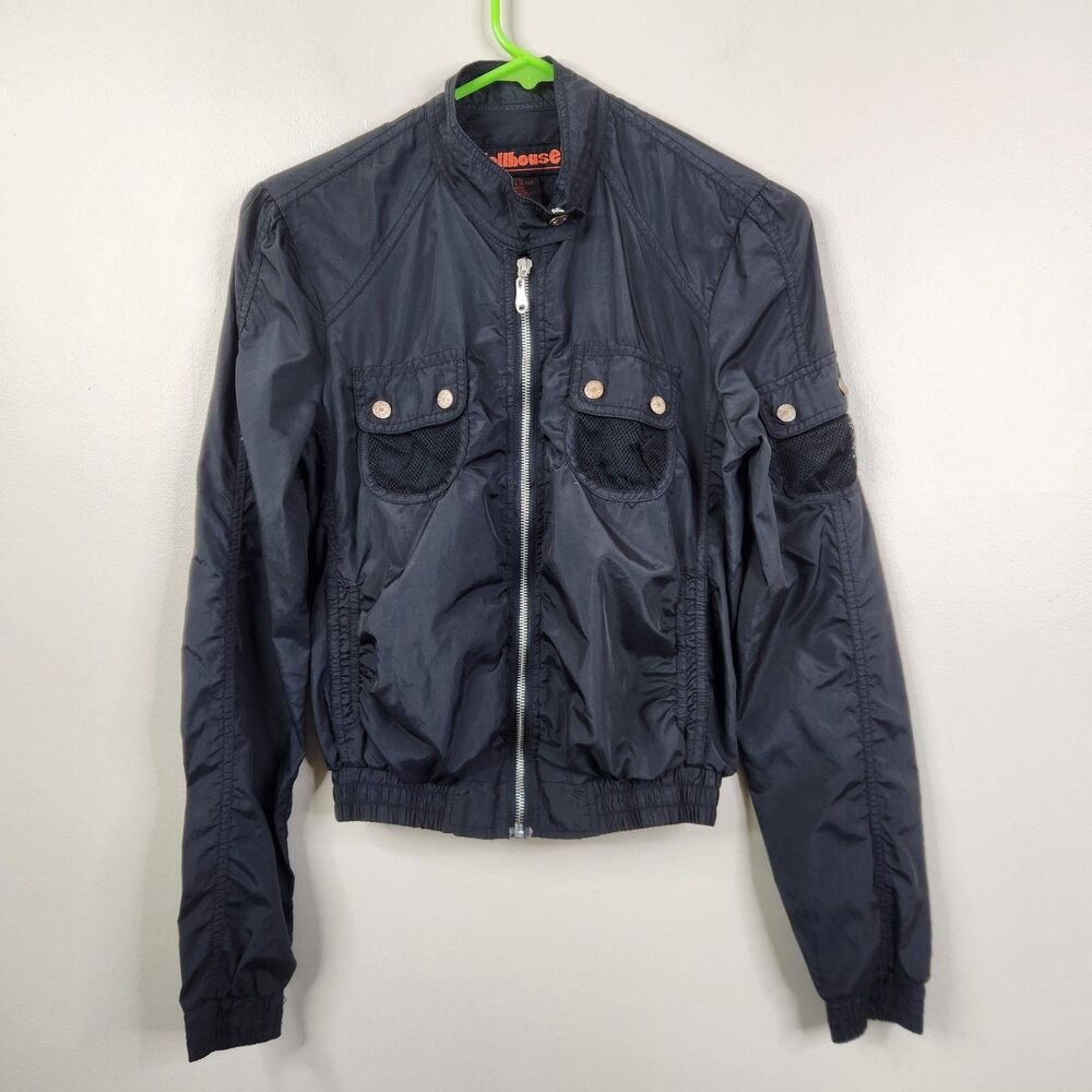 Dollhouse Vintage Womens Long Sleeve Full Zip Utility Bomber Jacket Small